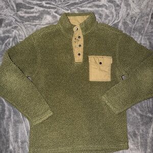 Mens Olive Green Red Head Fleece Size Small